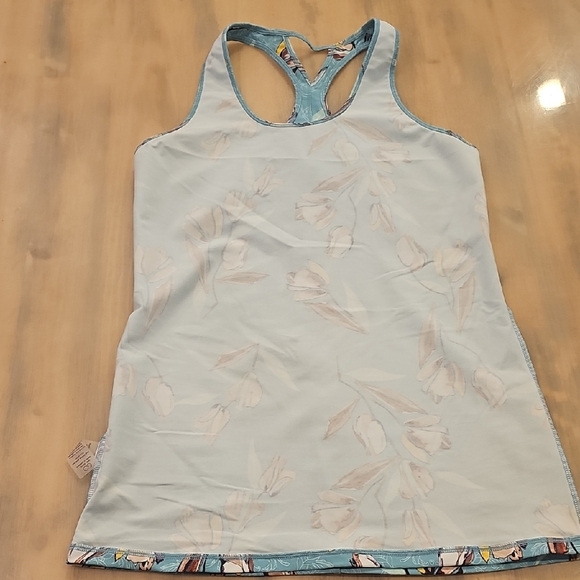 Calia Floral Racerback Tank Top - Blue and Brown - Picture 8 of 9